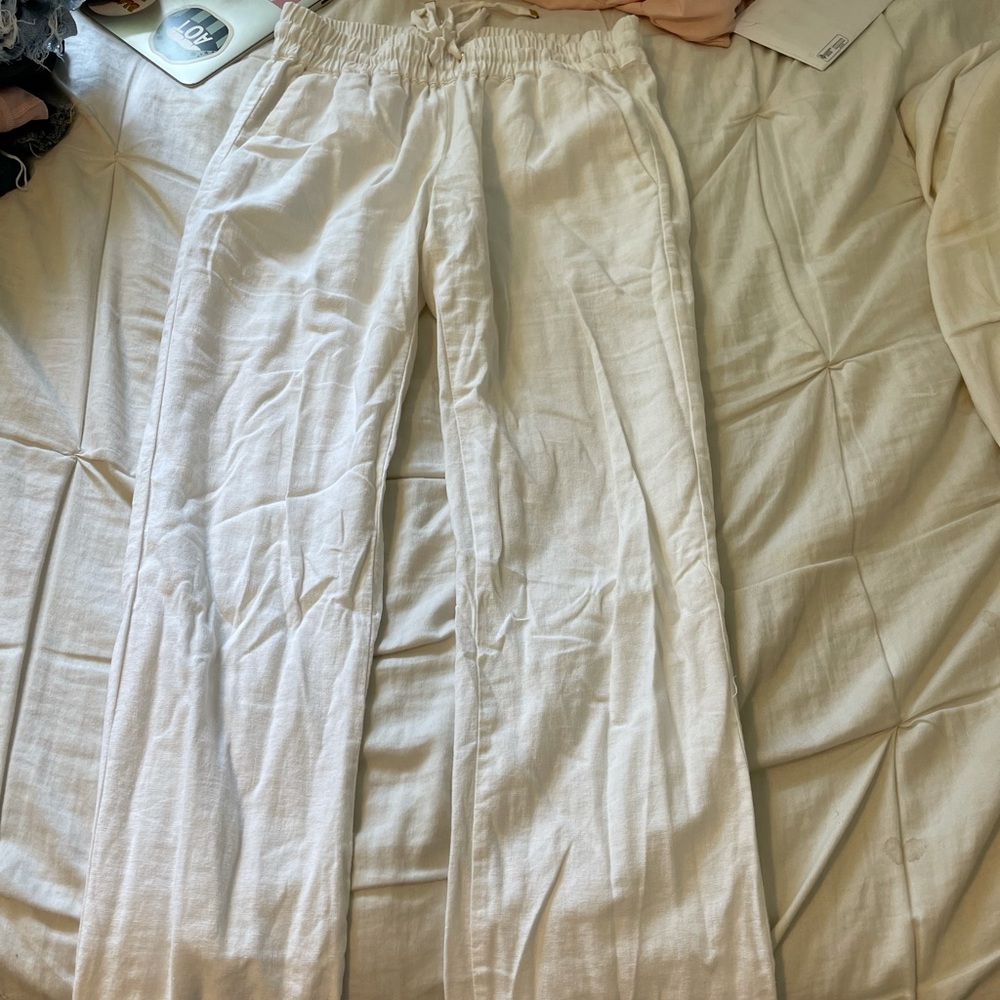 blu spero boutique white linen pants